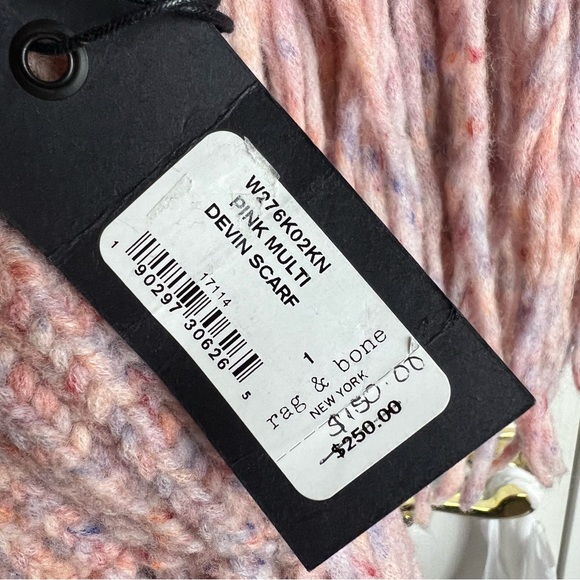 New Rag & Bone Devin Wool Scarf In Pink Multi Colored knitted Confetti - Picture 4 of 8